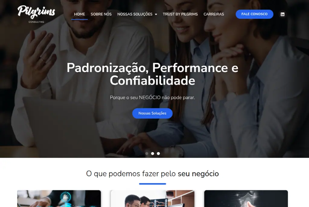Preview do projeto Pilgrims Consulting